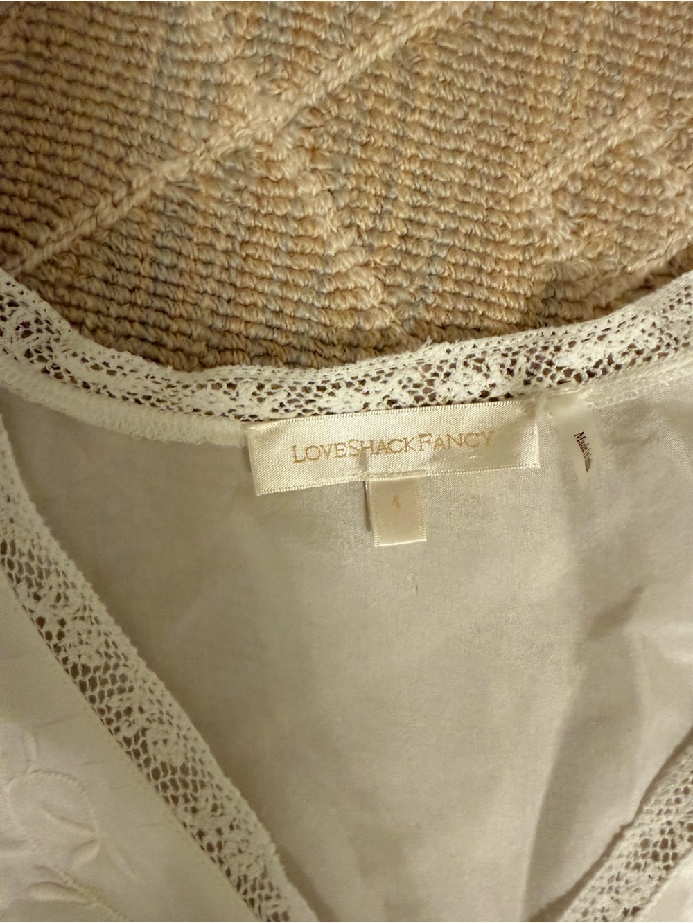 LoveshackFancy White Silk and Lace Tiered Dress - Picture 3 of 3
